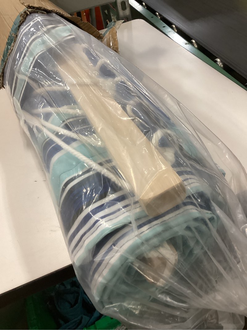 Condition photo showing New/Like New for SUNCREAT Hammocks Quilted Fabric Hammock, Double Hammock with Spreader Bar, Soft Pillow, Max 475lbs Capacity, Blue Stripes