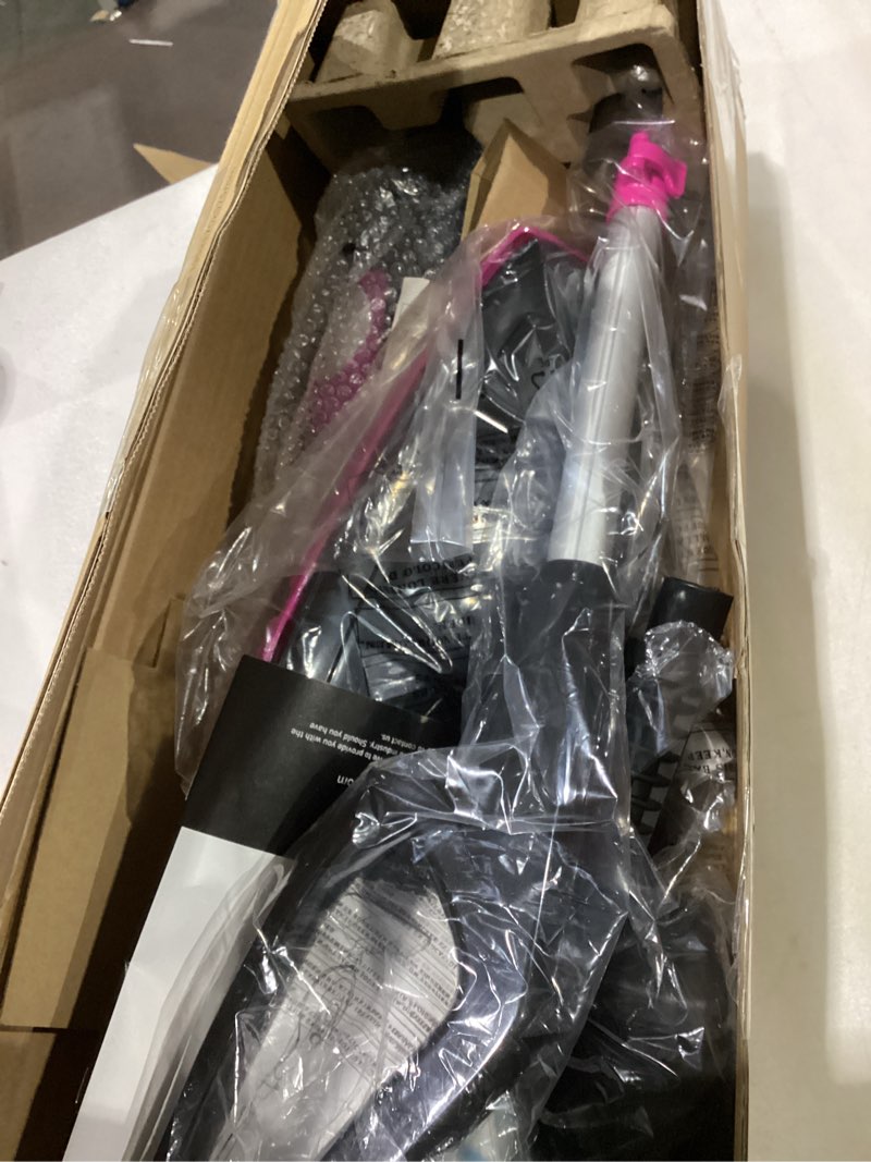 Condition photo showing As Is for OLIXIS 10-in-1 Steam Mop, 1550W Detachable Handheld Steam Cleaner for Floor Cleaning, 16.4FT Cord, 2 Washable Pads, Multi-Purpose Floor Steamer for Hardwood, Carpet, Tile, Grout, Windows, Black Pink Black Pink 12.4"*6.89"*47.24"
