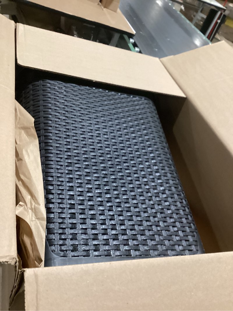 Condition photo showing Good Condition for Mind Reader Slim Laundry Hamper with Lid, 40L Clothes Basket, Premium Wicker Design, Plastic, Black Black Single