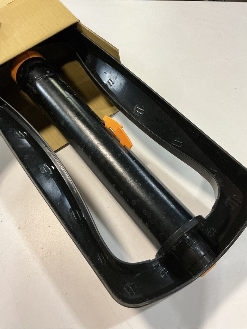 Condition photo showing As Is for Melnor 65133AMZ XT Turbo Oscillating Sprinkler W/Timer, 4,500 sq. ft., Quick Connect Bundle, 2-Way Adjustable, Black, Yellow 2-Way Adjustable With Timer