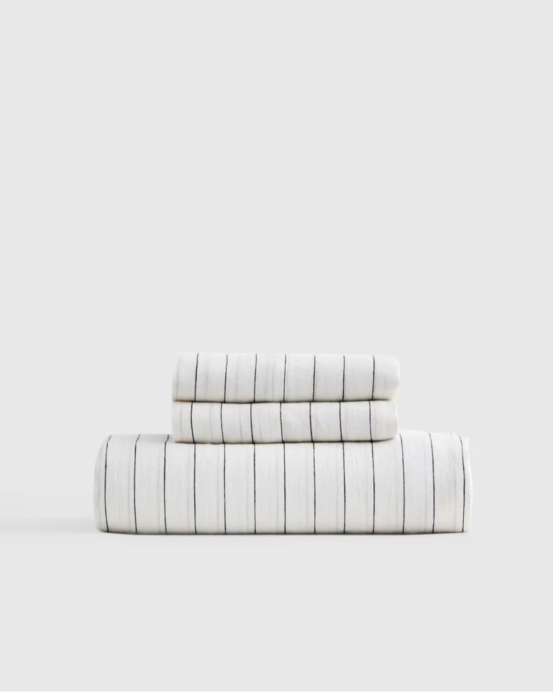 european linen stripe fitted sheet set
