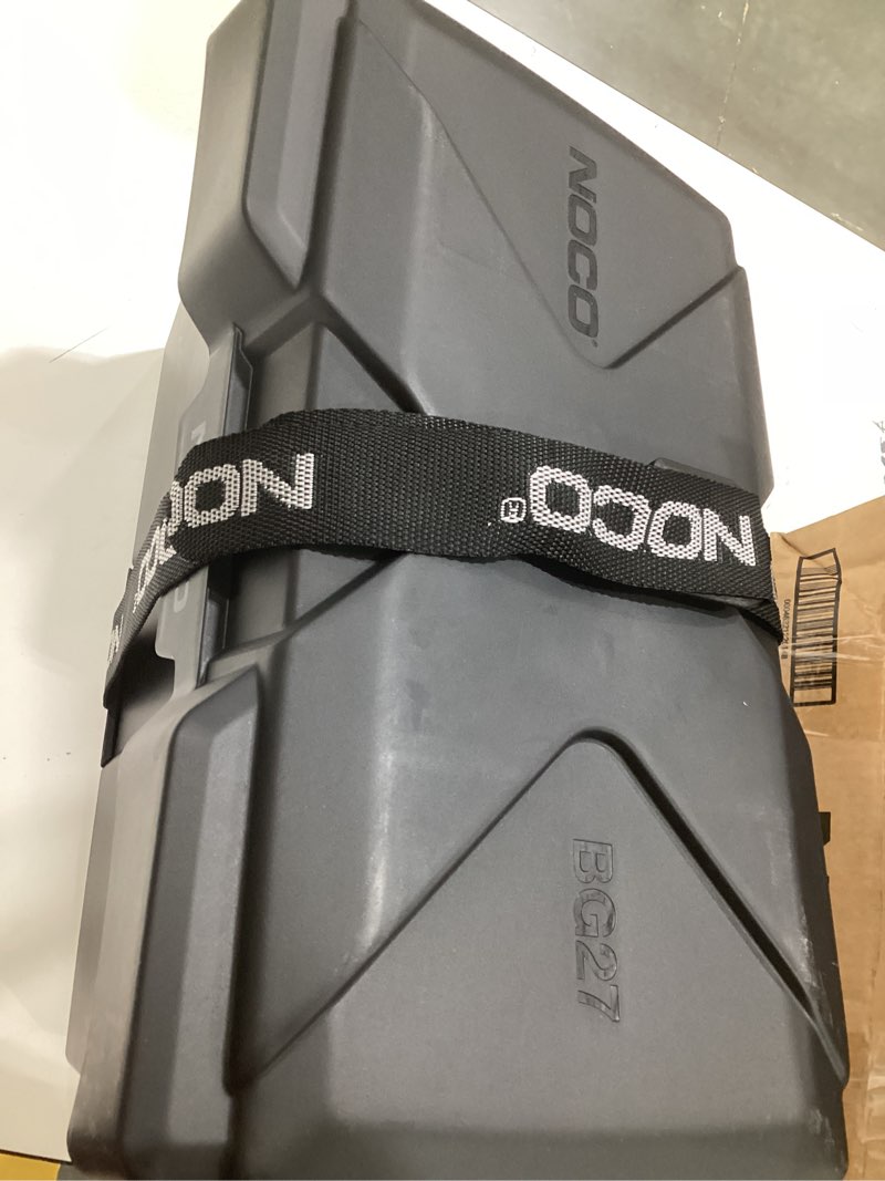 Condition photo showing As Is for noco snap-top bgu1 battery box, group u1 12v battery box for lawn and garden, generators, gate openers and equipment