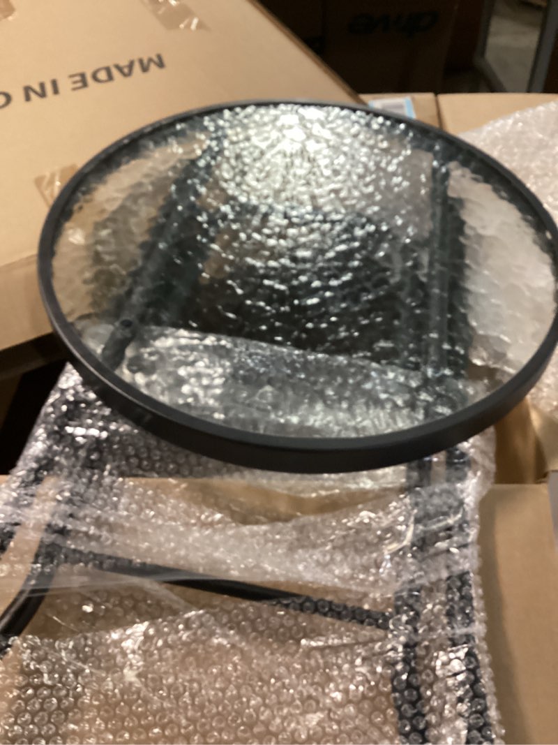 Condition photo showing Good Condition for Giantex Folding Side Table, Round Small Patio Table, Tempered Glass Tabletop, Steel Frame, Weather-Resistant Outdoor Indoor Use for Bistro Porch Garden Balcony (Classic Round, 18"x18"x18.5") Classic Round 18’’ x 18.5’’