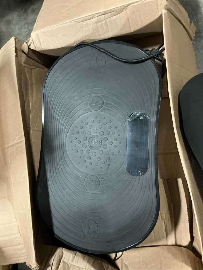 Condition photo showing As Is for merach vibration plate exercise machine, vibrating platform for lymphatic drainage weight loss muscle activation, full body home exercise equipment with led touch screen bluetooth pull cord