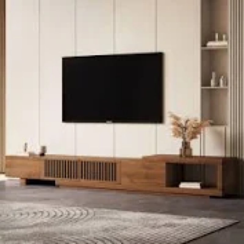 Roanoke 78\"-103\" Retracted Extendable TV Stand -Wood TV Console Media Cabinet with Storage,Walnut INCOMPLETE 
