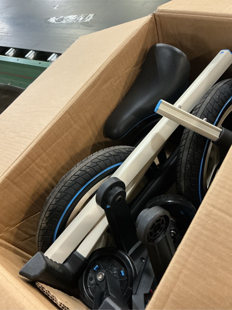 Condition photo showing As Is for jmmd 6 in 1 toddler bike with push handle for kids 18-60 months, 12" foldable balance bike with training wheels, pedals, brakes, kickstand, push tricycle toddler gift & toys for boy & girl blue large