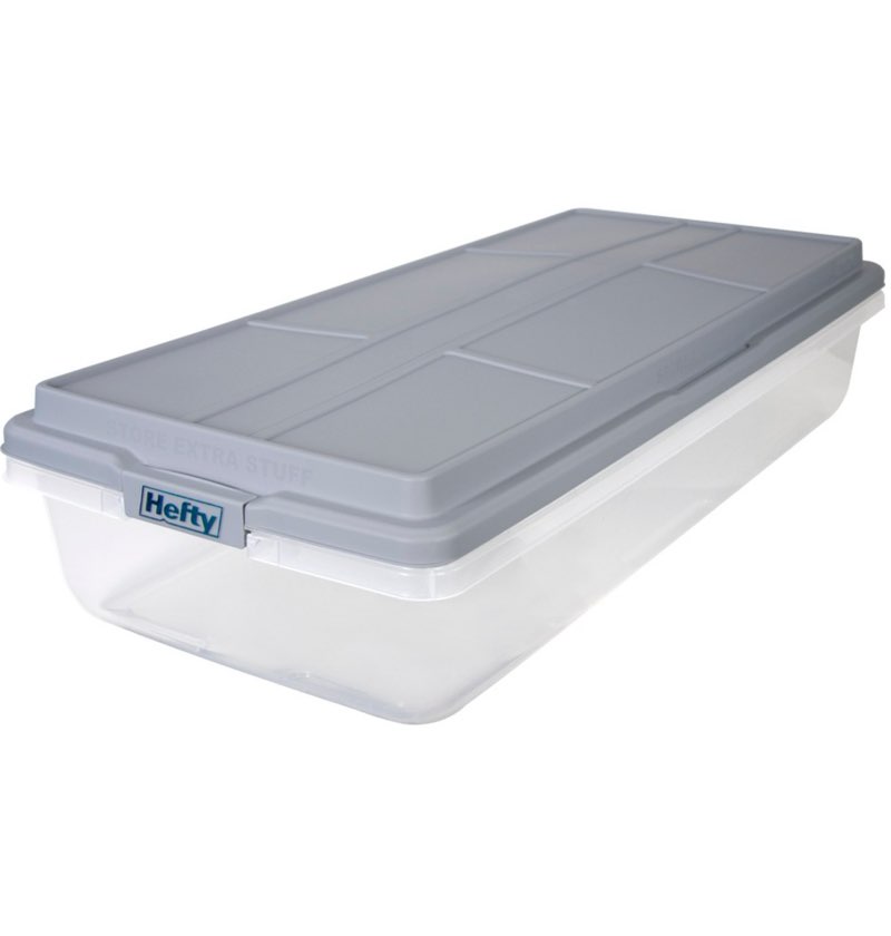hefty 63qt hi-rise underbed clear storage box 4 units pack