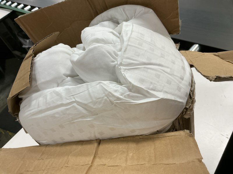 Condition photo showing As Is for elemuse queen mattress topper for back pain, extra thick mattress pad cover, plush soft pillowtop with elastic deep pocket, overfilled down alternative filling white queen
