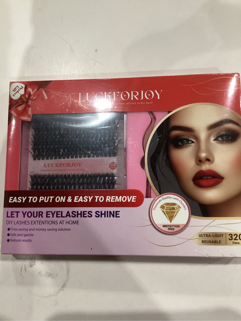 Condition photo showing New/Like New for Eyelash Extension Kit 320PCS Lash Clusters 50D+60D D Curl, Individual Lashes 9-16mm with Thin Band, Includes Lash Bond and Seal, Remover, Tweezers, and Liquid Eyeliner for DIY Lash Extensions at Home Style 50D-60D KIT ALL