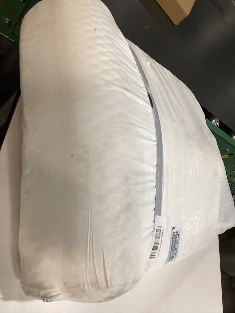 Condition photo showing As Is for Bed Wedge Pillow | Unique Curved Design for Multi Position Use | Memory Foam Wedge Pillow for Sleeping | Works for Back Support, Leg, Knee | Includes Cover Plus Extra Sheet (White) White Memory Foam Top + Cover & Sheet