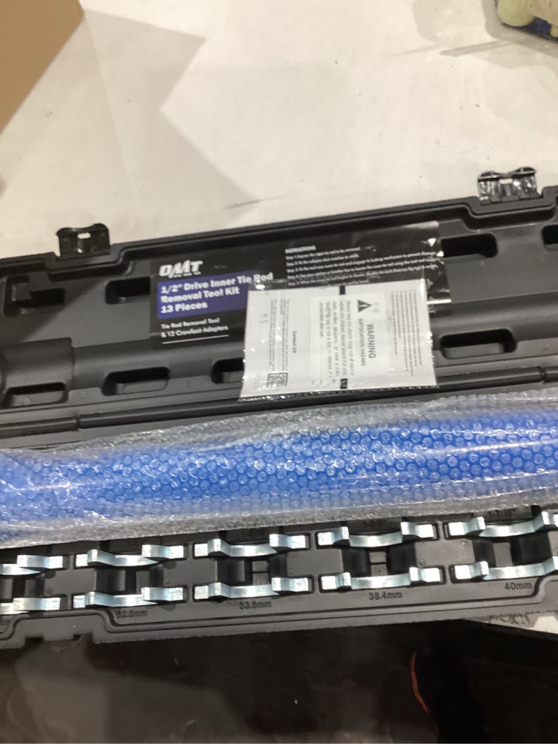 Condition photo showing New/Like New for orion motor tech inner tie rod removal tool kit, inner tie rod tool for tie rod removal and installation, master inner tie rod tool set with 12 crowfoot adapters 1/2 inch drive tube blue