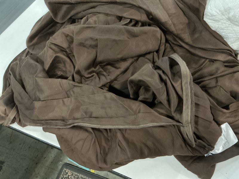 Condition photo showing As Is for quince signature giza cotton sateen duvet cover 1 piece, king/ cal king, expresso
