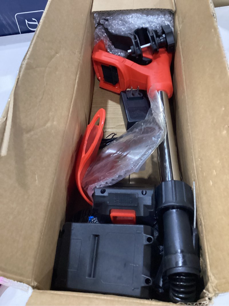 Condition photo showing Good Condition for foldable electric weed wacker, 21v battery cordless weed eater, red | tool for multiple trimming jobs, two batteries, adjustable head & extendable shaft, lightweight