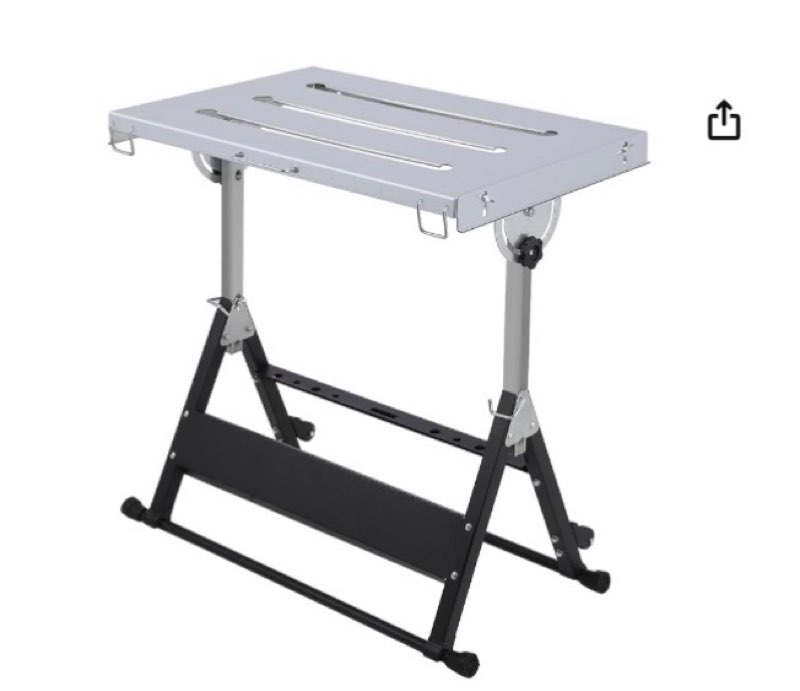 Portable Welding Table 30x21 Inch 400lb Capacity Steel Workbench for Garage Workshop Metal Adjustabl