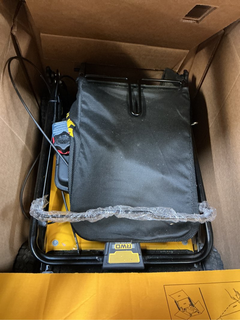 Condition photo showing As Is for dewalt 21 in. 150cc briggs and stratton 625ex engine rear wheel drive 2-in-1 gas self propelled walk behind lawn mower