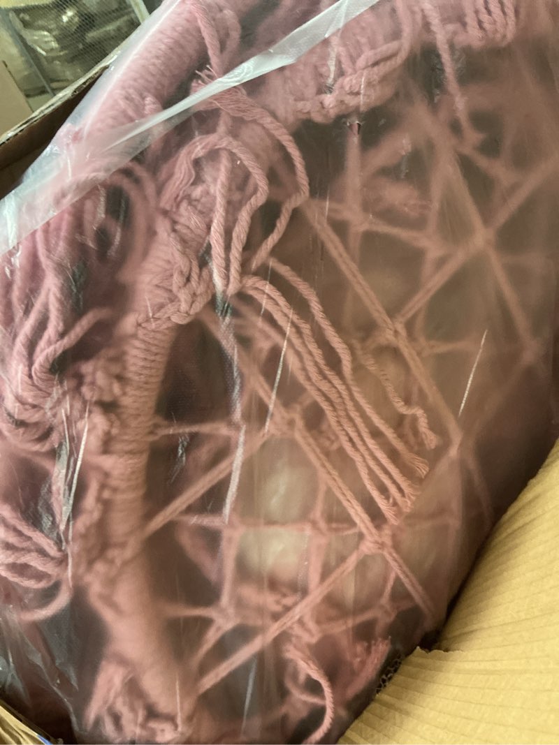 Condition photo showing New/Like New for Goutime Hammock Chair, Macrame Hanging Swing Chairs with Cushion and Hardware Kit,Adult Boho Swings for Outside,Patio,Balcony,Bedroom (Pink)