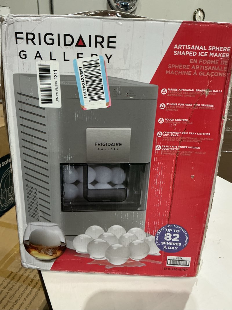 frigidaire, countertop artisanal sphere ice machine, transparent window, gourmet ice maker, 84 sphere per day capacity, auto self cleaning ice making machine - 16.75" d x 11.75" w x 20.25" h (grey)