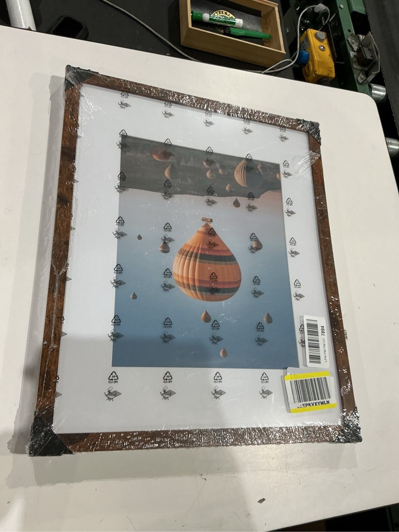 Condition photo showing New/Like New for 11x14 picture frame with 8x10 mat deep brown, display 8x10 with mat or 11x14 without mat, wood 11 by 14 photo frame, 11 x 14 frame for wall hanging display, deep brown, 2 pack 2 11x14 inch