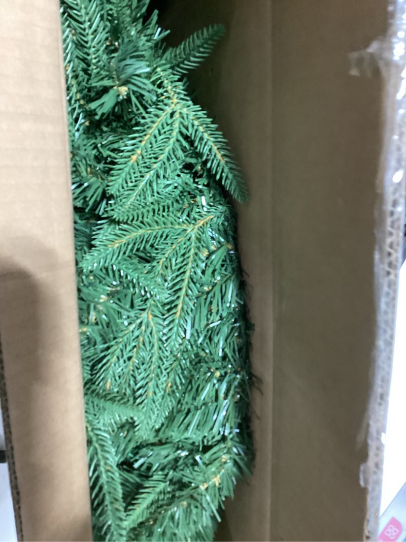 Condition photo showing As Is for Nearly Natural 24in. Long Pine Artificial Christmas Wreath with 35 Clear LED Lights