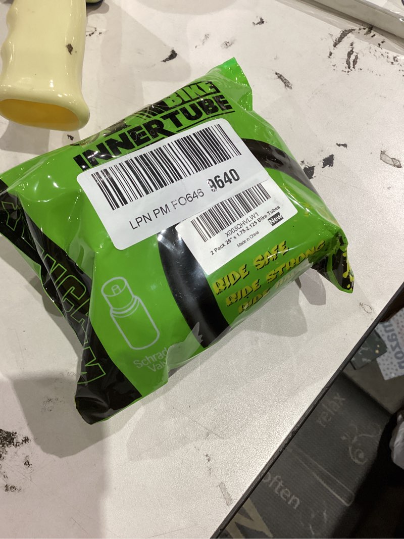 Condition photo showing New/Like New for 2 Pack 12"/14"/16"/18"/ 20"/ 22"/24"/ 26"/27.5"/28"/29" x1.75/1.95/2.10/2.125 Bicycle Tube with 2 Tire Levers, with 32mm AV Schrader Valve, Reliable Inner Tube for Kids/Road/MTB Bike (2 of One Size) 26" X 1.75/2.125 (2pack)