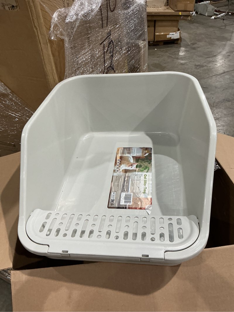 Condition photo showing Good Condition for spacetime large cat litter box with high sides,cat boxes for indoor cats,cat litter pan for kitty,litter box with low entry,easy to clean,anti-splashing(grey)