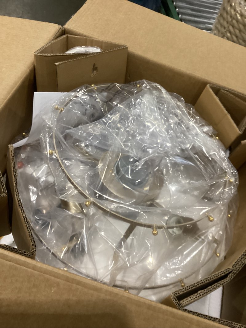 Condition photo showing New/Like New for Gold Crystal Fandelier Ceiling Fans with Lights, 20" Gold Flower Chandelier Ceiling Fan with Light Remote Control, Caged Mid-Century with 6 Speeds for Bedroom, Nursery, Living Room Clear