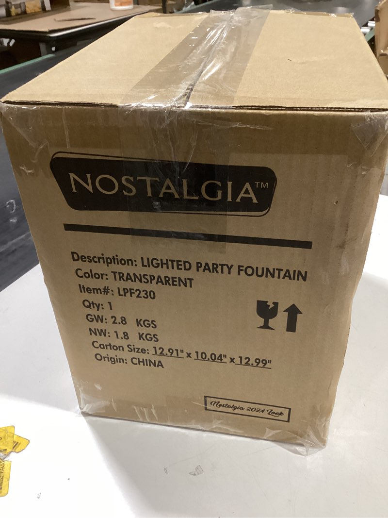 Condition photo showing Good Condition for Nostalgia LPF230 3-Tier Lighted Party Fountain, Holds 1.5 Gallons, LED Lighted Base, Includes 8 Reusable Cups Deluxe Party Fountain