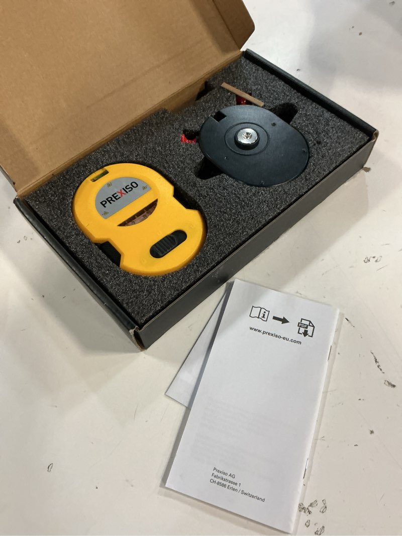 Condition photo showing Good Condition for prexiso multi surface laser level led light vial, 30ft horizontal & vertical line laser with wall mount base, 2 pins, 10 sticker, 2 aa batteries for hanging frames & picture, construction wall writing