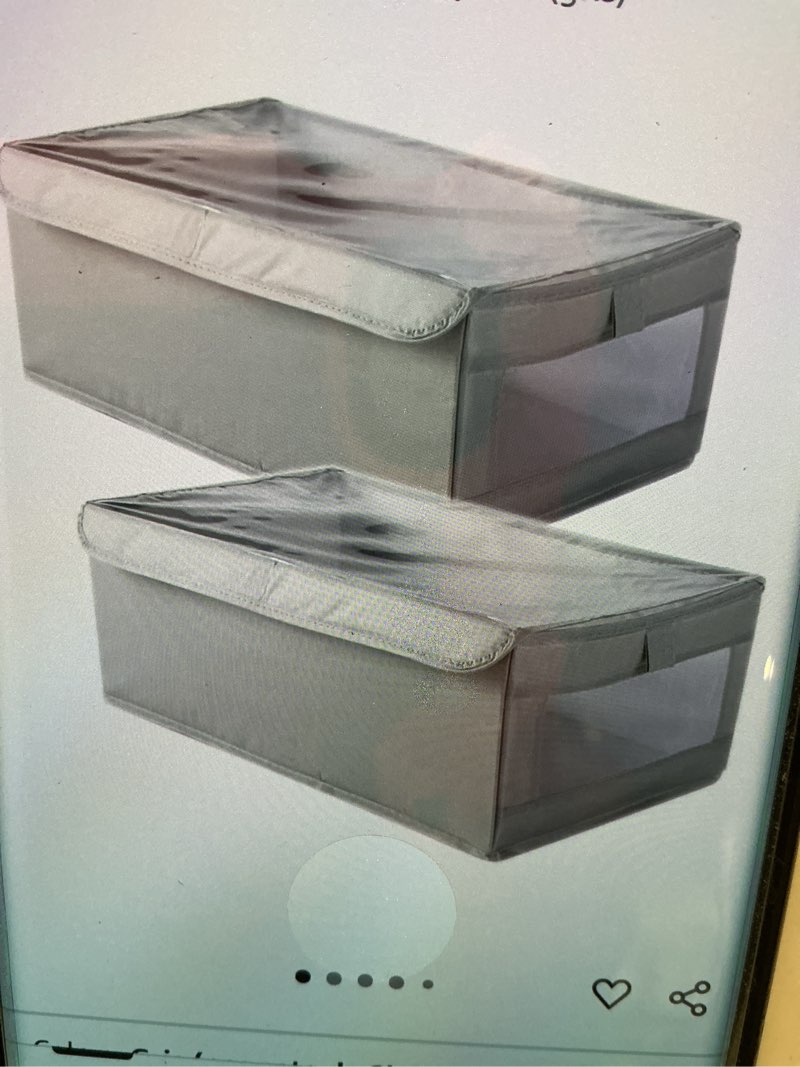 Foldable Clothing Storage Boxes with Lids Space Saving Organizers (gray)