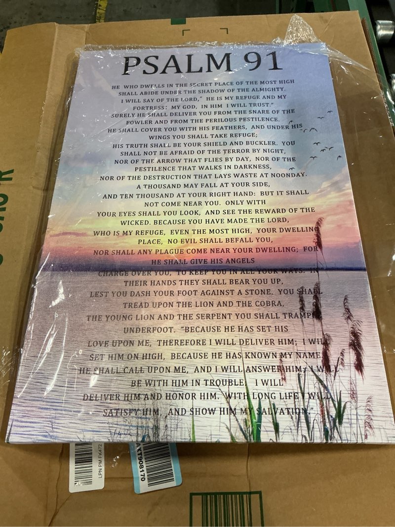 Condition photo showing New/Like New for psalm 91 canvas wall art christianity bible verses painting picture wall decor inspirational quotes scripture poster print artwork for church prayer room bedroom bathroom home decoration16inx24in psalm 91 24"l x 16"w