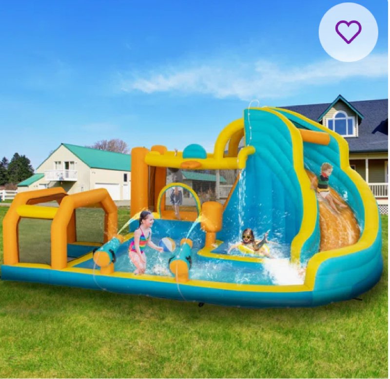 14.6' x 11.4' Bounce House with Water Slide and Air Blower