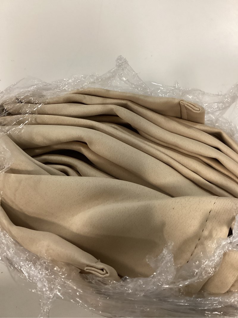 Condition photo showing As Is for nicetown bedroom full blackout curtain panels, super thick insulated window covers, complete blackout draperies with black liner for short window(biscotti beige, set of 2 pcs, 70 by 63-inch) biscotti beige 70"w x 63"l (pack of 2)