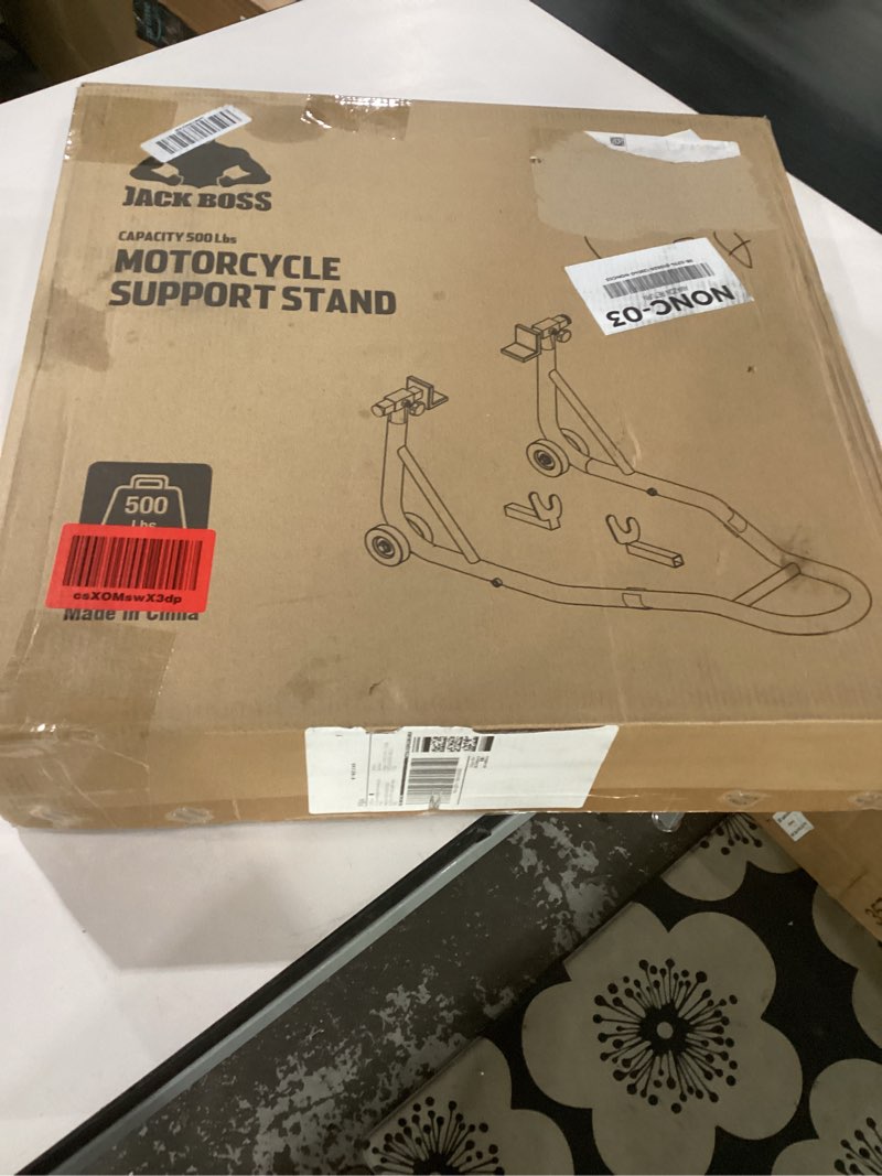 Condition photo showing As Is for INCOMPLETE MISSING PIECES Motorcycle Stand Rear Combo Wheel Lift Stand, 500Lbs Capacity,Swingarm Spool Paddock Stand for Sport Bike,Fit for Yamaha, for Honda, Suitable for Kawasaki Black