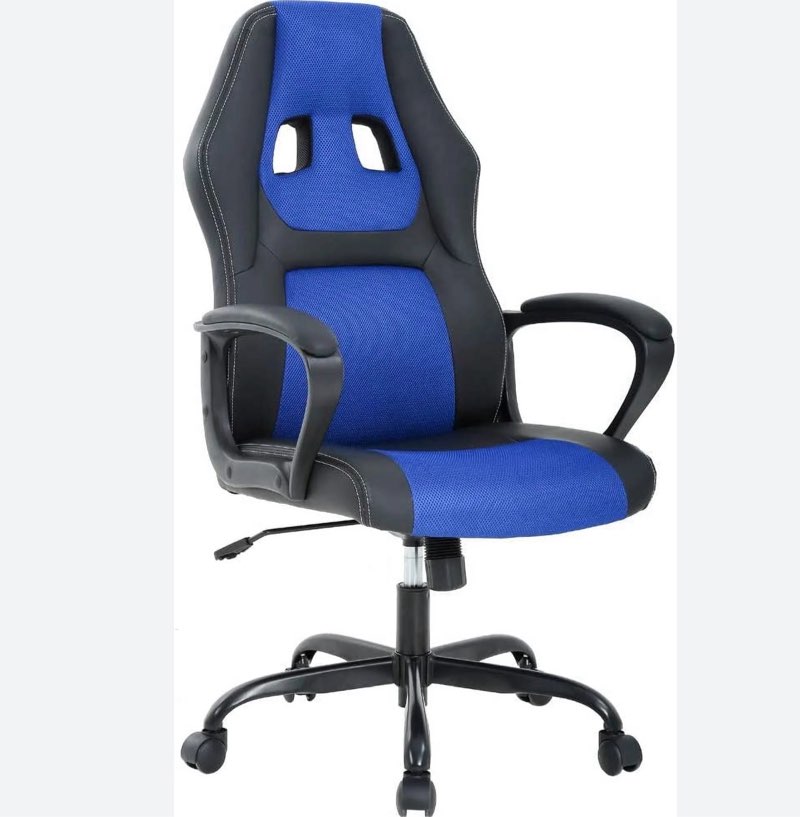 ergonomic office chair cheap desk chair pc gaming chair rolling pu leather swivel chair executive computer chair lumbar support for women, men(blue)
