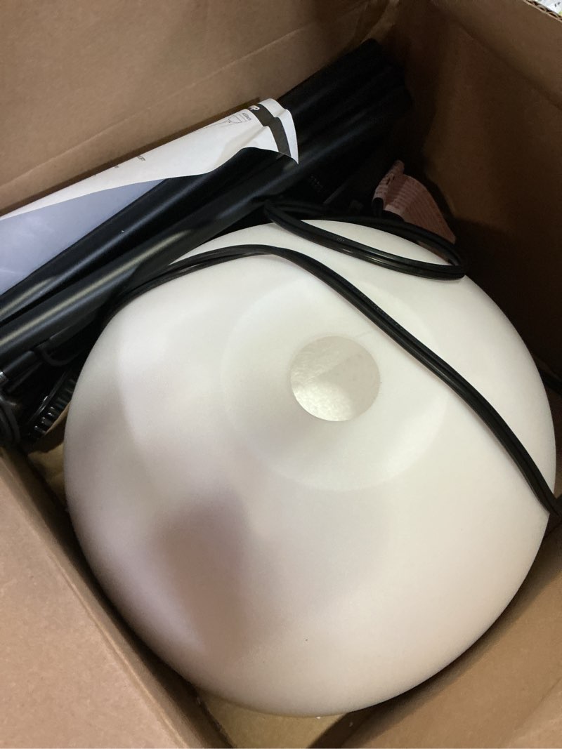 Condition photo showing As Is for coucrek floor lamp, led standing lamps with white plastic shade, black modern torchiere floor lamp, tall lamps for living room dorm, bulb not included