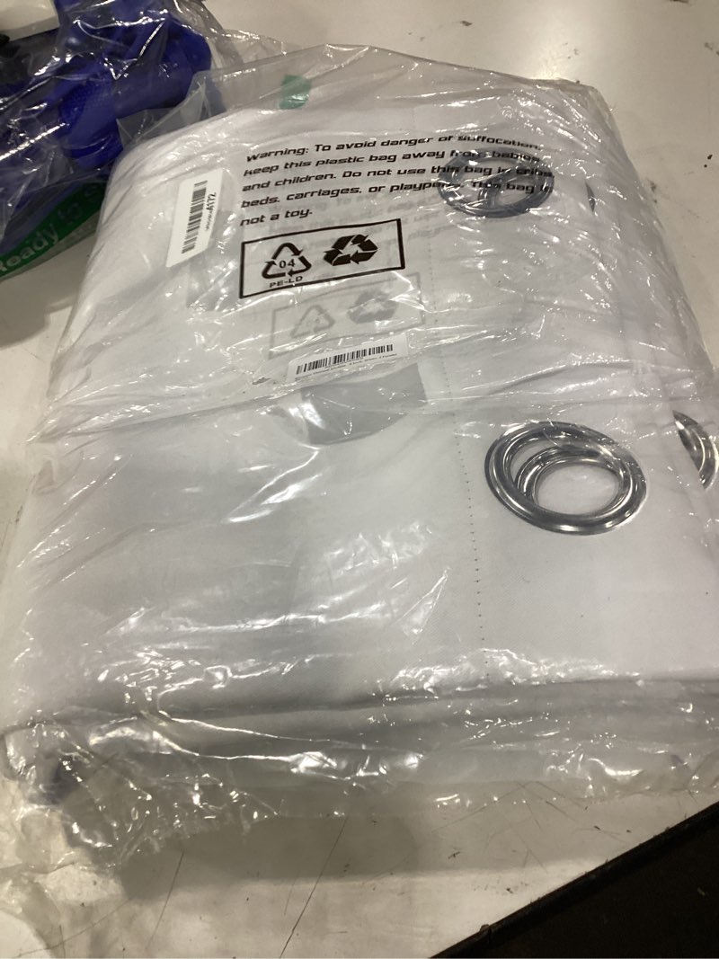 Condition photo showing Good Condition for bgment thermal insulated 100% blackout curtains for bedroom with black liner, double layer full room darkening noise reducing grommet curtain (55 x 69 inch, white, 2 panels) white 55"w x 69"l (pack of 2)