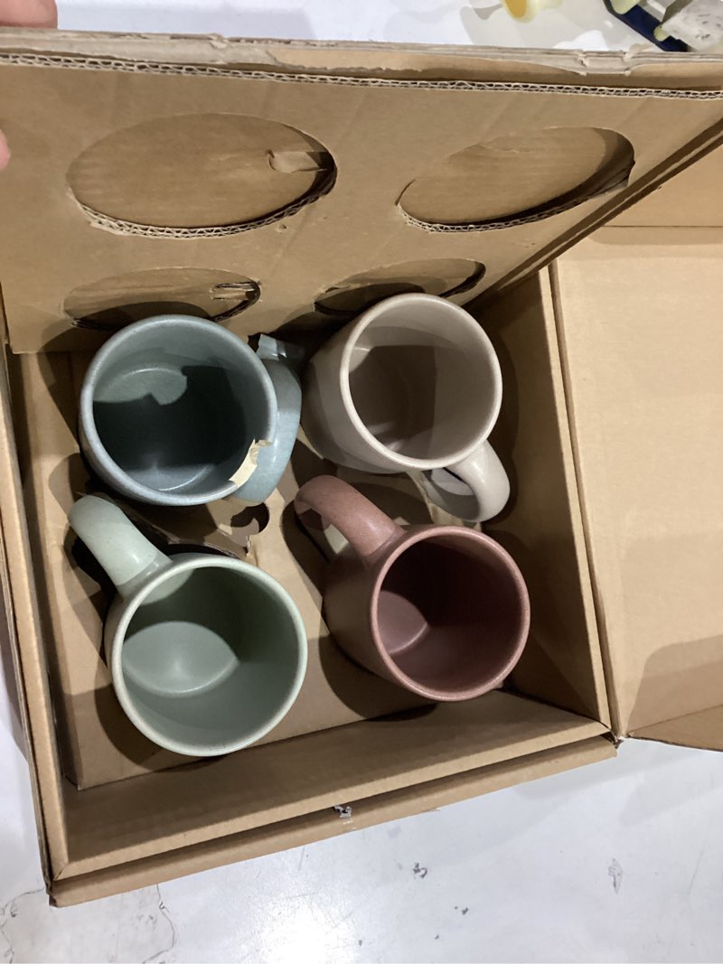 Condition photo showing Good Condition for MORA Medium Mugs Set of 4, 16oz Ceramic Pottery Latte Mugs/Coffee Cups - Microwave and Dishwasher Safe - Harvest