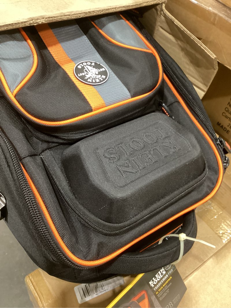 Condition photo showing Good Condition for klein tools 62805bptech 28-pocket laptop backpack tool bag, tradesman pro extra-large tech tool backpack with molded bottom, charging port