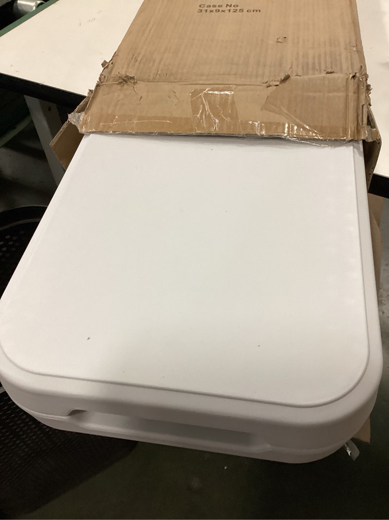 Condition photo showing As Is for 2.75ft Plastic Folding Bench – Lightweight and Portable White Resin with Durable Steel Frame, 33”x8”x16” - Pack of 1