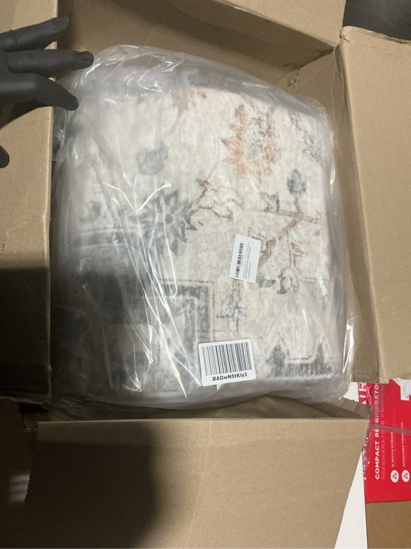 Condition photo showing Good Condition for genimo 8x10 area rugs for living room, machine washable non slip vintage rugs, low pile lightweight chenille print rug for bedroom, dining room, home office, light taupe brown taupe 8' x 10' (rectangular)