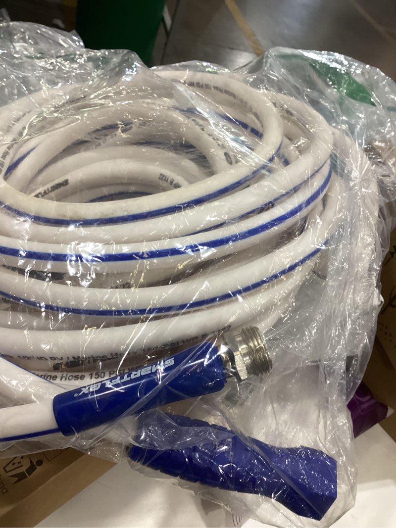Condition photo showing As Is for smartflex rv/marine water hose, 1/2 in. x 50 ft., hybrid, white - hsfrv450 50ft 1/2in