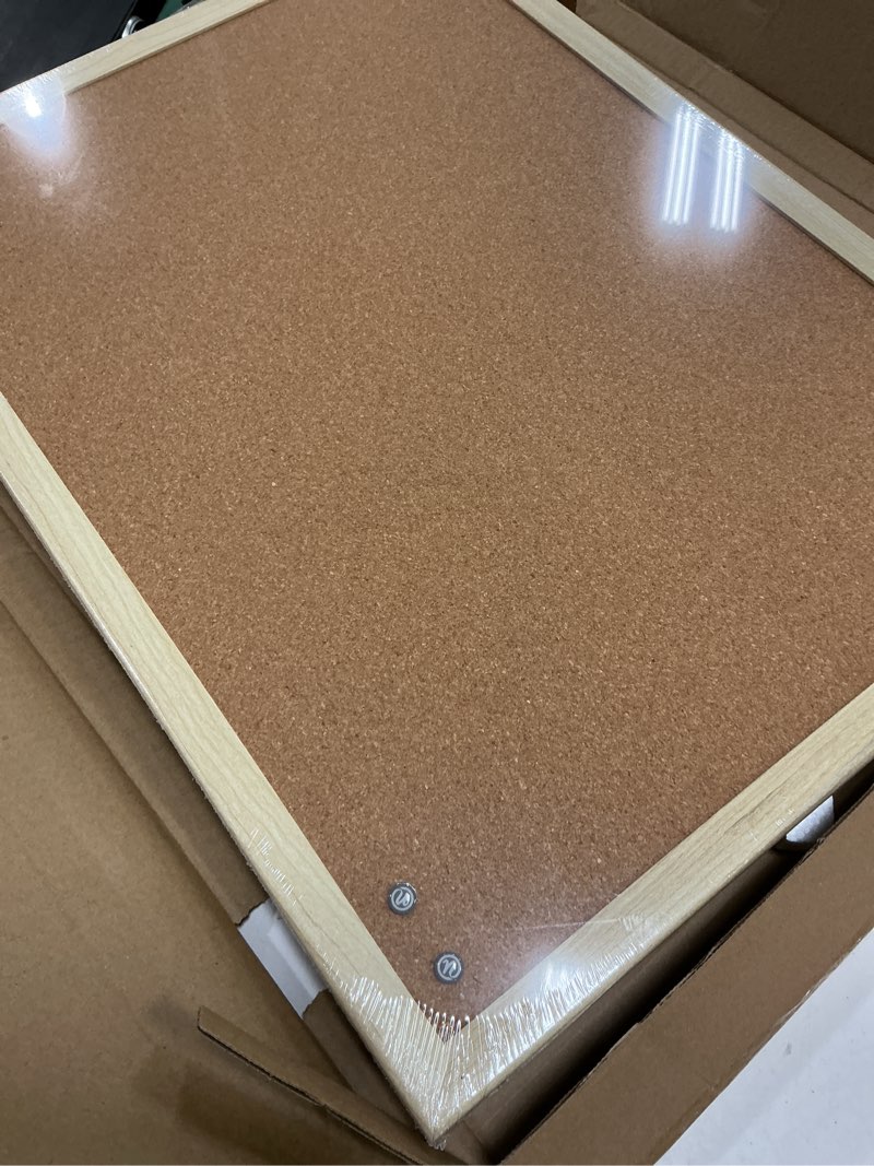 Condition photo showing New/Like New for u brands cork bulletin board, 18" x 24" inches, light birch wood frame (265u00-01) cork board