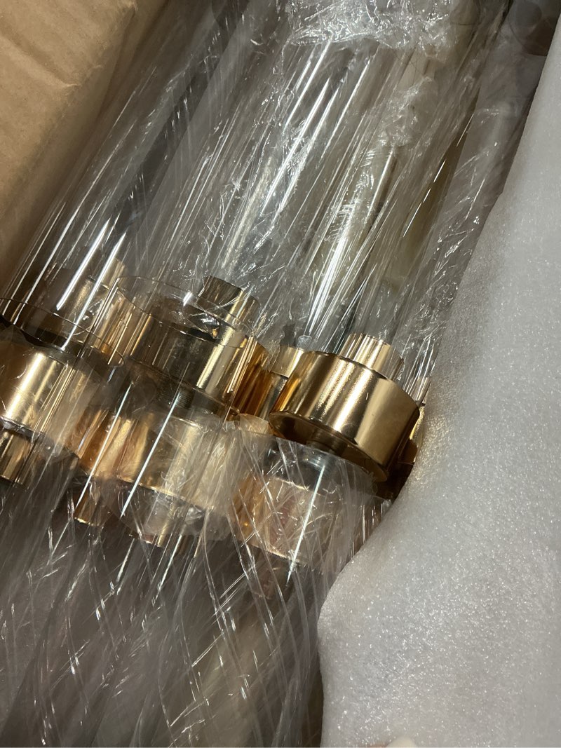 Condition photo showing Good Condition for tandefio 4 sets acrylic candelabra centerpieces 42.5" tall clear candle holders pillar taper candlestick with lampshades 5 arm floor candelabra stand for wedding christmas ceremony dinner party
