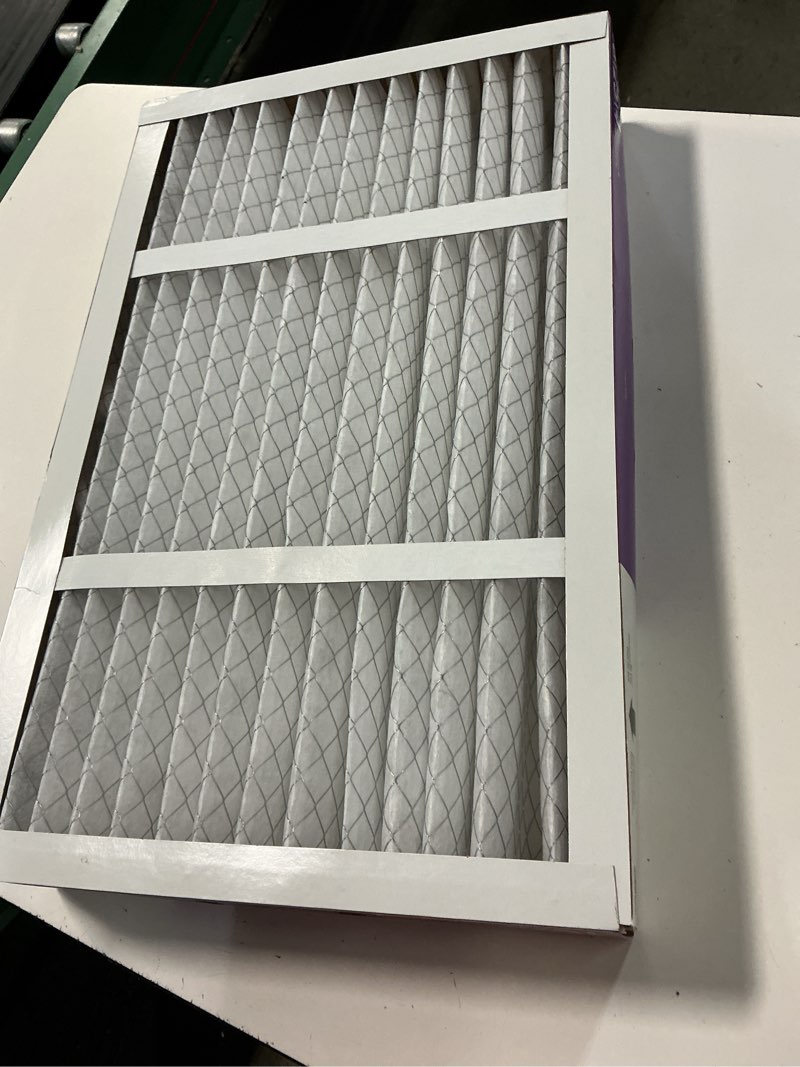 Condition photo showing As Is for filtrete 16-in w x 25-in l x 4-in merv 12 1550 mpr allergen, bacteria and virus electrostatic pleated air filter
