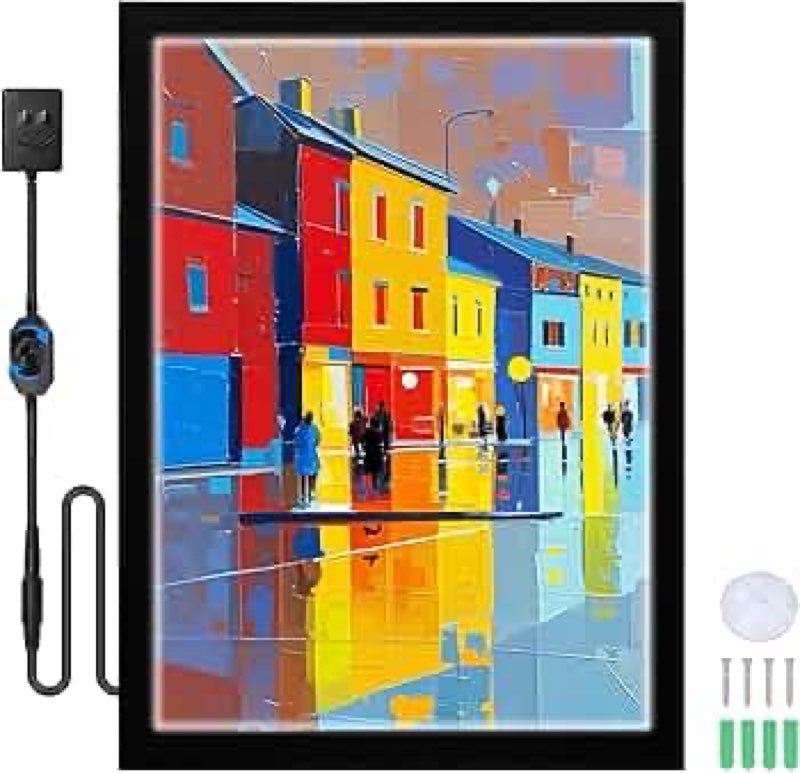 Spolehli 24x36 LED Movie Poster Frame with Remote & Dimmer, Wall Mount Aluminum Profile, Magnetic Ba