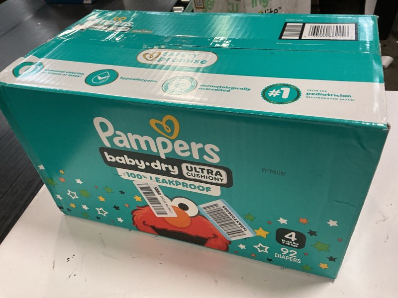 Condition photo showing New/Like New for pampers diapers - baby dry - size 4, 92 count, absorbent disposable infant diaper (packaging may vary) size 4 92