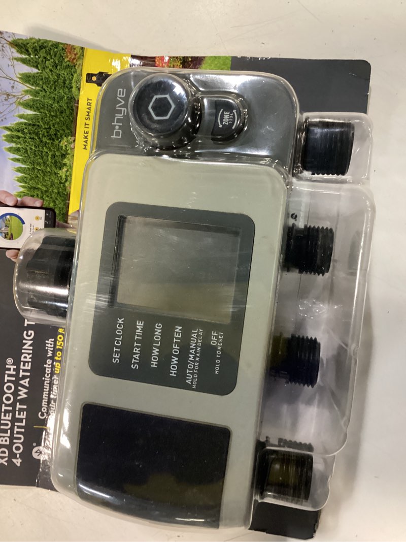 Condition photo showing As Is for orbit b-hyve programmable 4 zone sprinkler timer