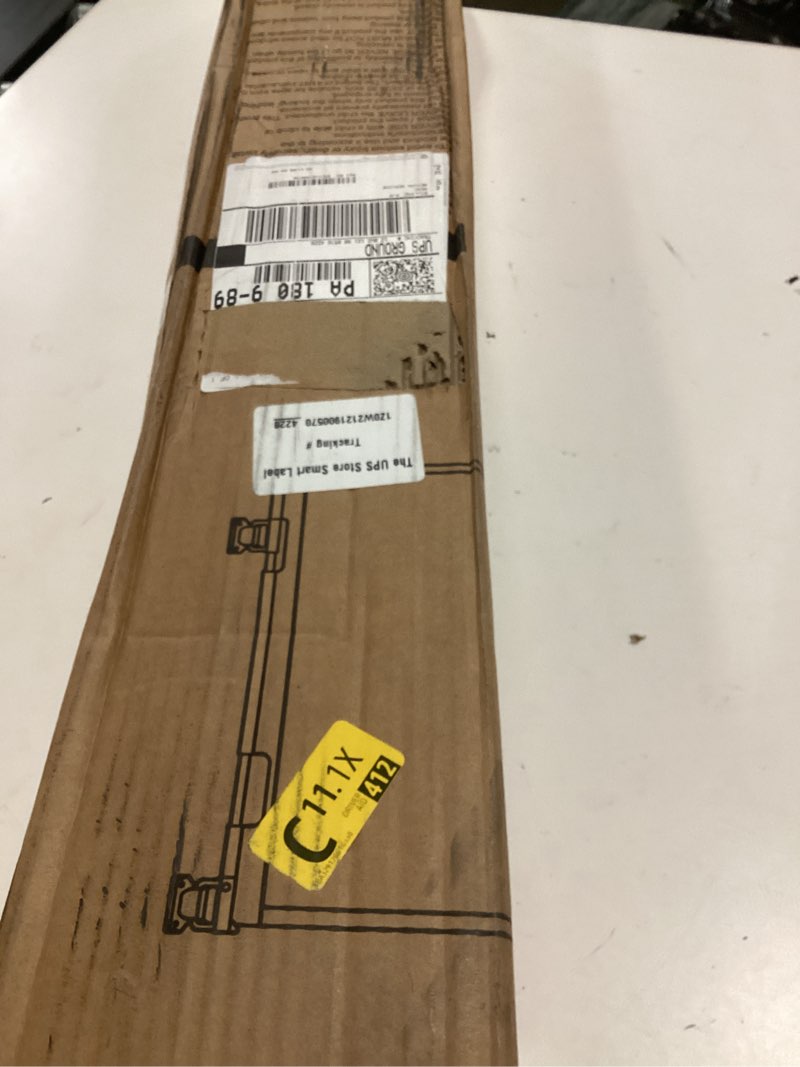 Condition photo showing New/Like New for miumoon 120 inch retractable baby gates 34 inch tall, retractable gate with reinforced strip design to prevent crawling through, 10 ft extra wide retractable dog gate for indoor/outdoor black 34" tall x 120" wide