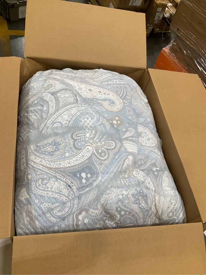 Condition photo showing Good Condition for djy black paisley comforter set full size 7 piece bed in a bag black and grey boho paisley pattern comforter set soft lightweight microfiber reversible bedding set for all season black full