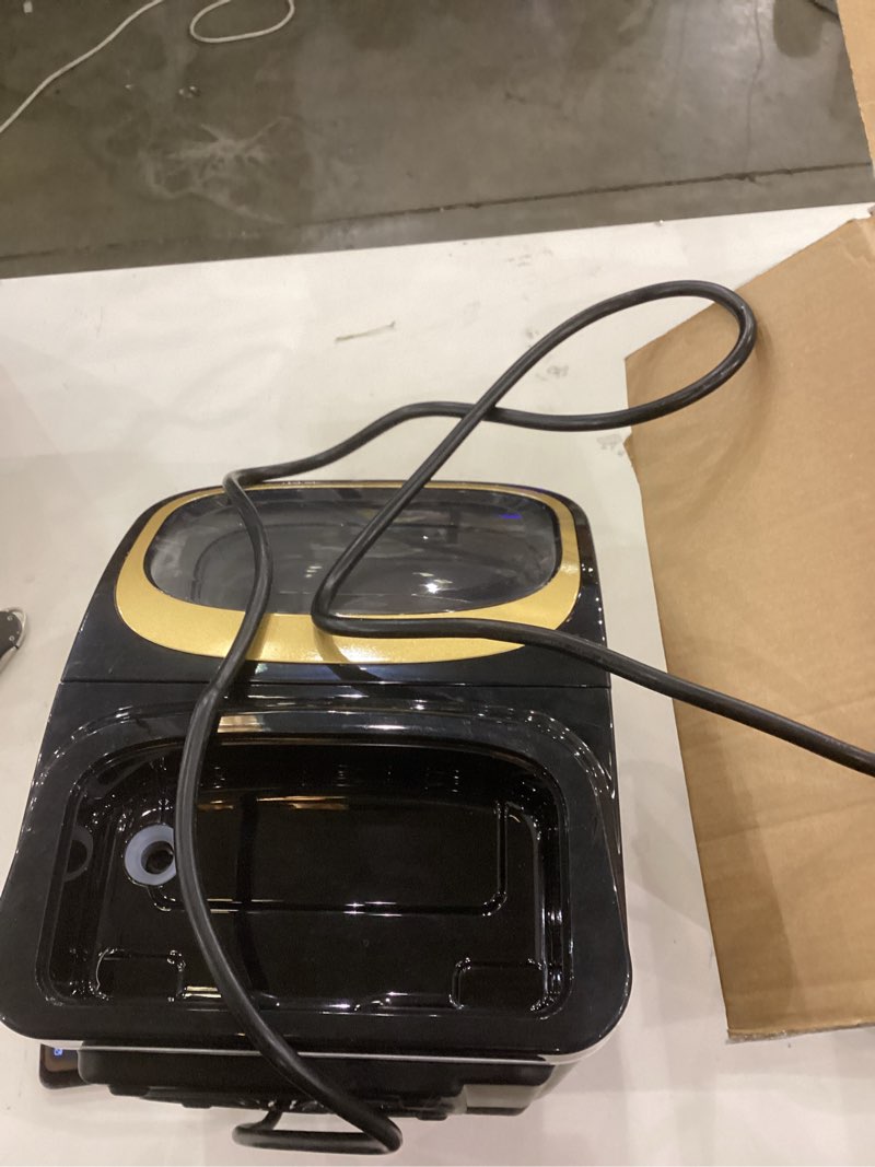 Condition photo showing As Is for Countertop Ice Cube Maker Machine with External Water Tank,16Pcs/5Mins,34Lbs/Day,2 Ways to Add Water,Portable Compact Small Ice Maker with Auto-Cleaning,Perfect for Home/Kitchen/Camping/RV BLACK